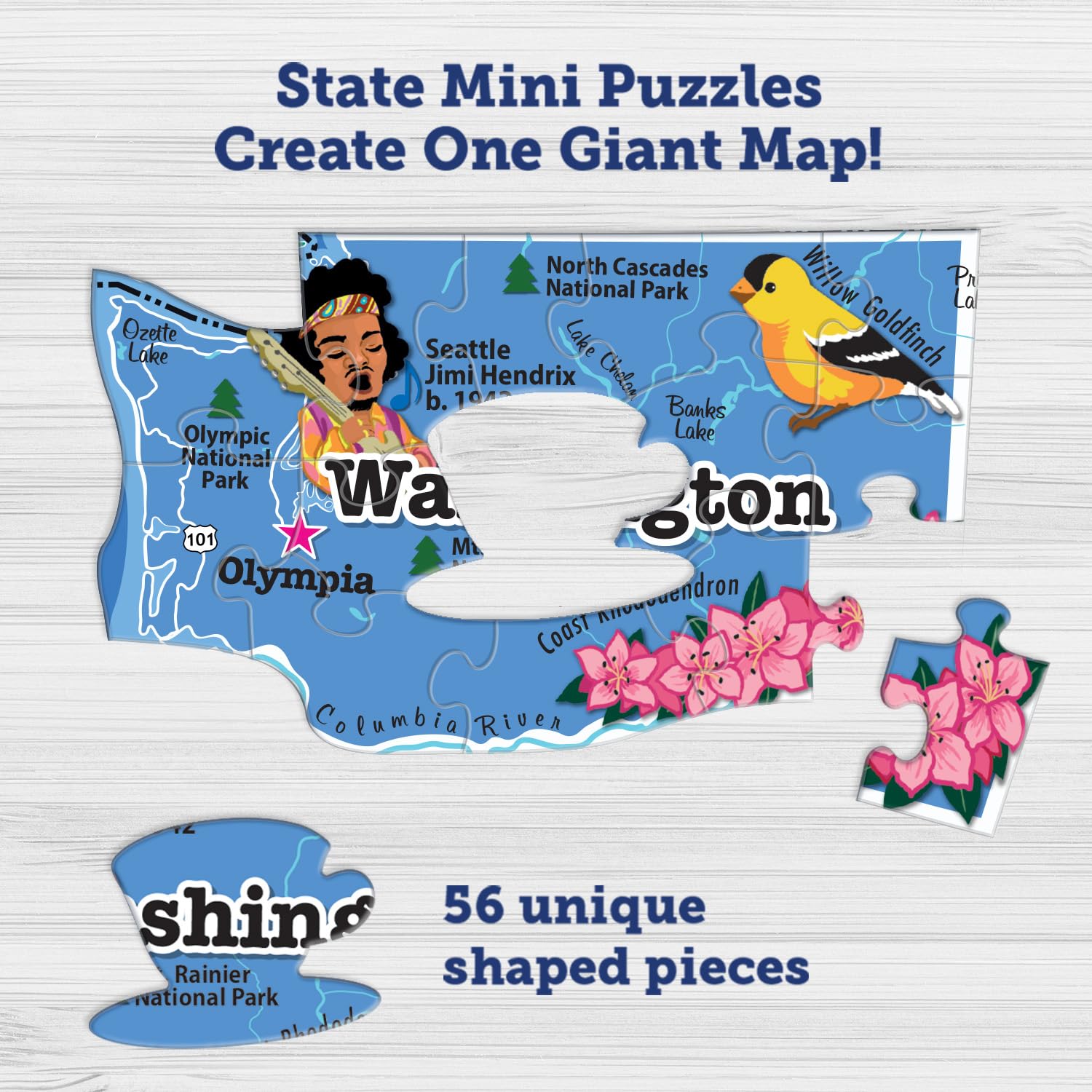 America’s 50 State Jigsaw Puzzle, Educational USA Map with Unique State Shaped Pieces, 850 Pieces, Fun & Interactive Learning for All Ages, Made in