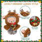 Evowatt Reindeer Cloak Clothes for Labubu Dolls - 17 cm Christmas Cape Outfit with Festive Accessories, Cute Holiday Costume for Labubu Figures (No