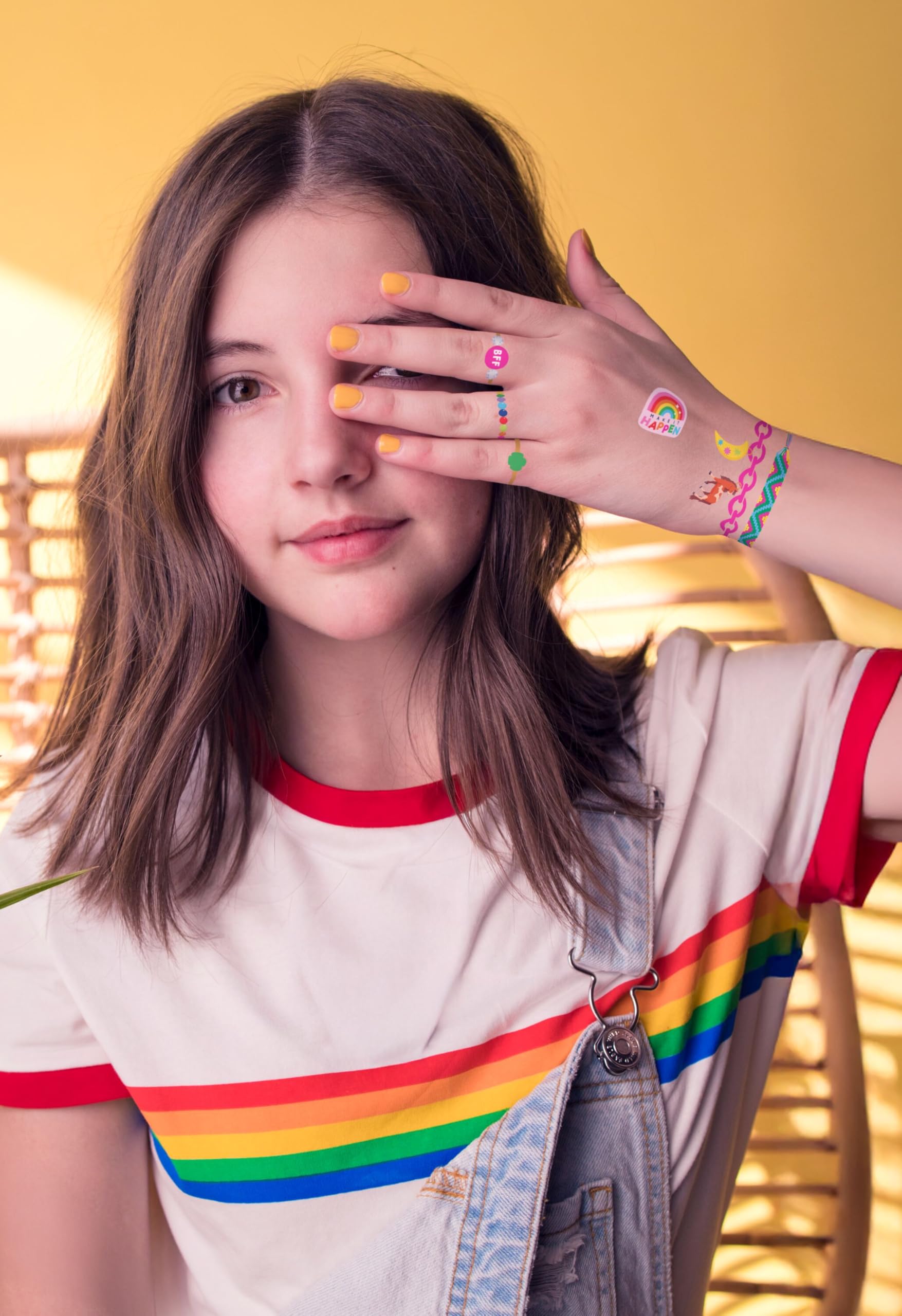 OOLY x Girl Scouts Temporary Tattoos for Girls - Glitter DIY Tattoo Jewelry Kit, 3 Sheets, Bracelets Rings Necklaces