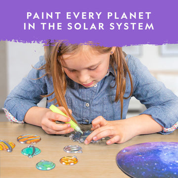 NATIONAL GEOGRAPHIC Kids Window Art Kit - Stained Glass Solar System Arts & Crafts Kit with Glow in The Dark Planets, Use as Window Suncatchers