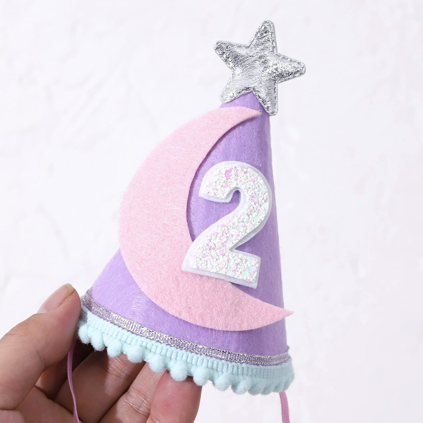 Two the Moon Space-Themed 2nd Birthday Hat and Decorations for Girls - Outer Space Party Supplies