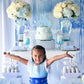 EONNCNT Castle Cake Topper - Light Blue Glitter Castle Theme Birthday Cake Decorating Supplies, Princess Prince Baby Shower Birthday Party Supplies