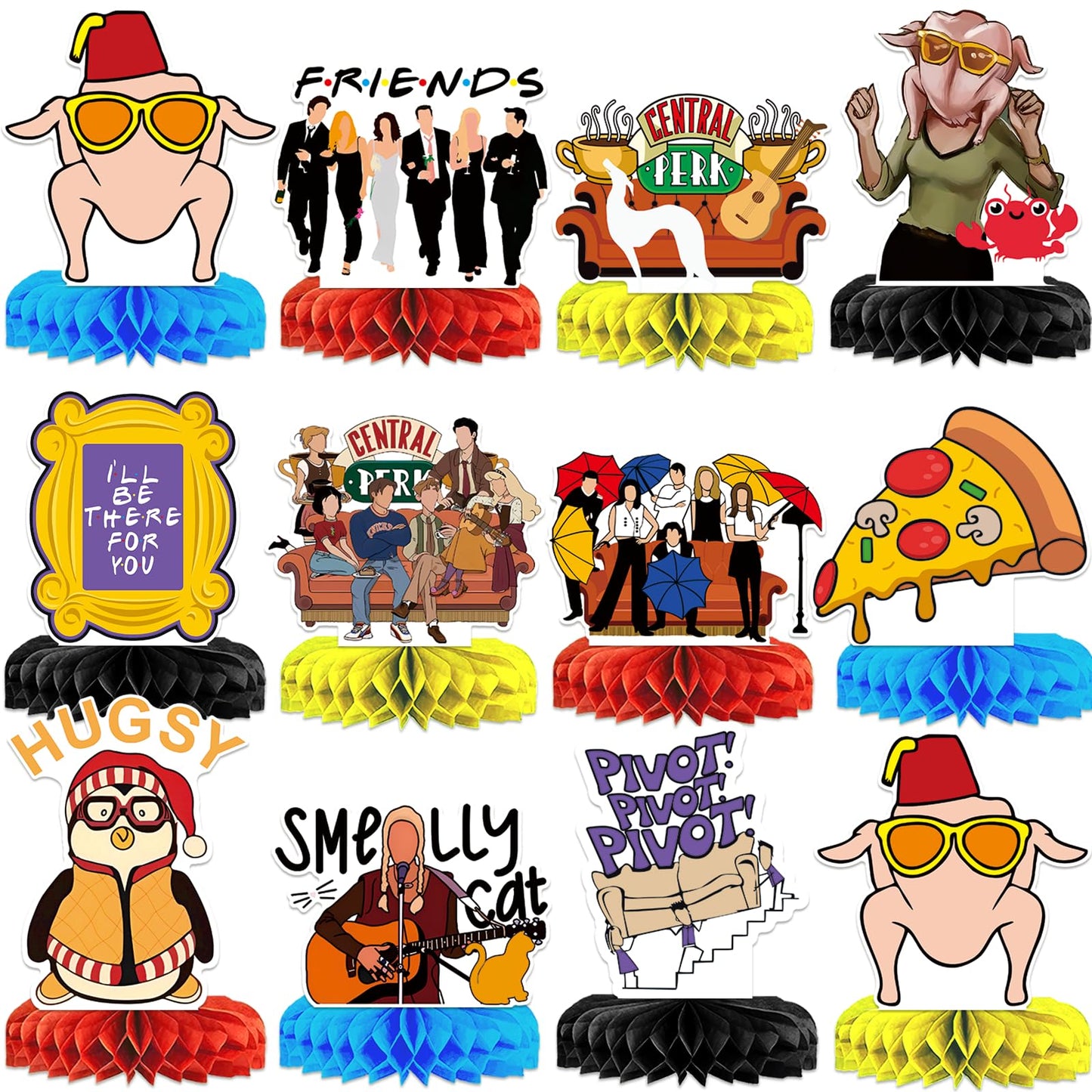 12Pcs Friends Themed Party Decorations Honeycomb Centerpieces Friends Party Decorations Friends TV Show Decorations Friends Bachelorette Party