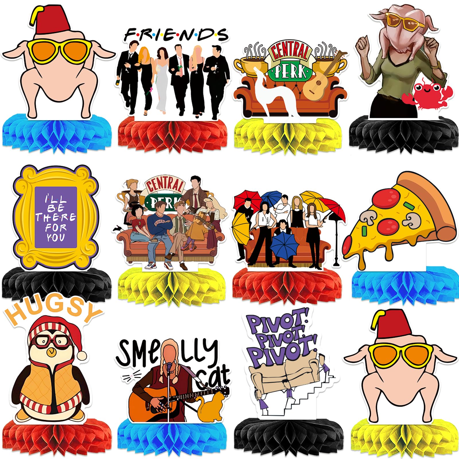 12Pcs Friends Themed Party Decorations Honeycomb Centerpieces Friends Party Decorations Friends TV Show Decorations Friends Bachelorette Party