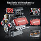 LPPROTECTOR V8 Engine Model Kit That Runs, Build Your Own STEM Mini Engine Kit with Motor and Sound, 478PCS Educational Car Building Toy for Adults