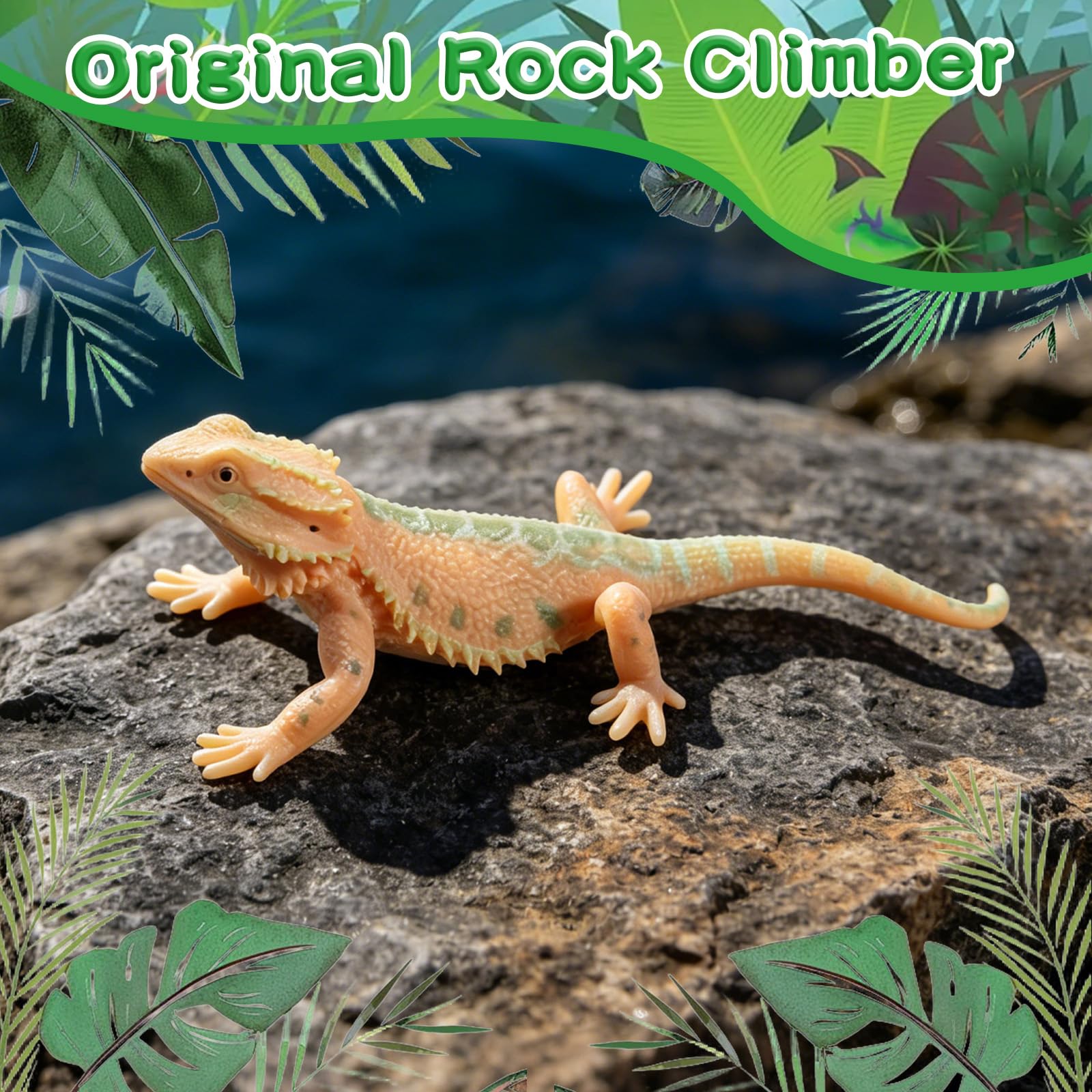 Rich Boxer 5'' Lizard Figurine Bearded Dragon Animal Figurine Plastic Lizard Reptile Model for Home Garden Decoration