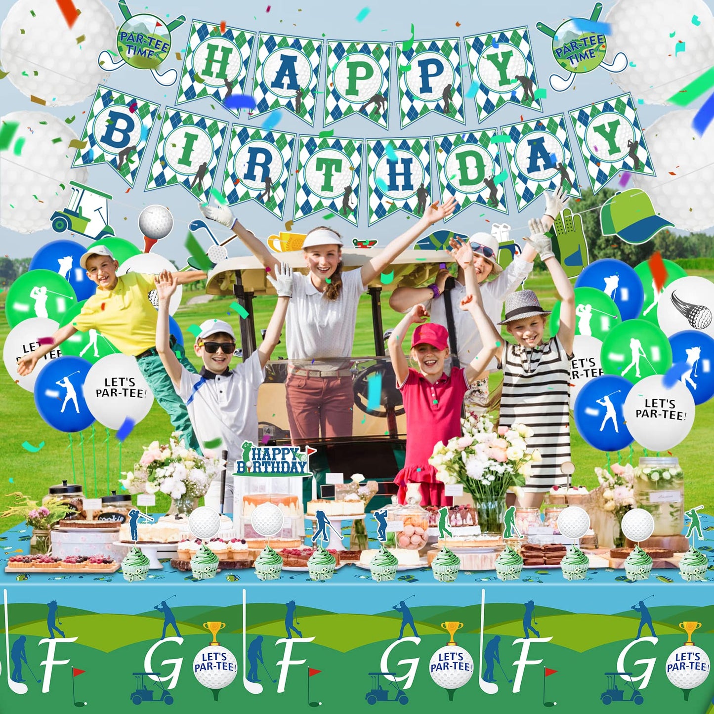 QUERICKY 4 Pack Golf Tablecloths, 51x87" Plastic Disposable Rectangle Table Cover for Golf Party Decorations & Events