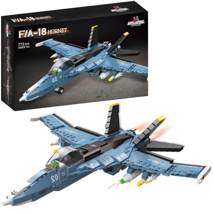 Apostrophe Games F/A-18 Hornet Fighter Jet Building Block Set - 772 Pcs - F-18 Air Force Jet Building Block Plane Toy for Kids Older Than 10