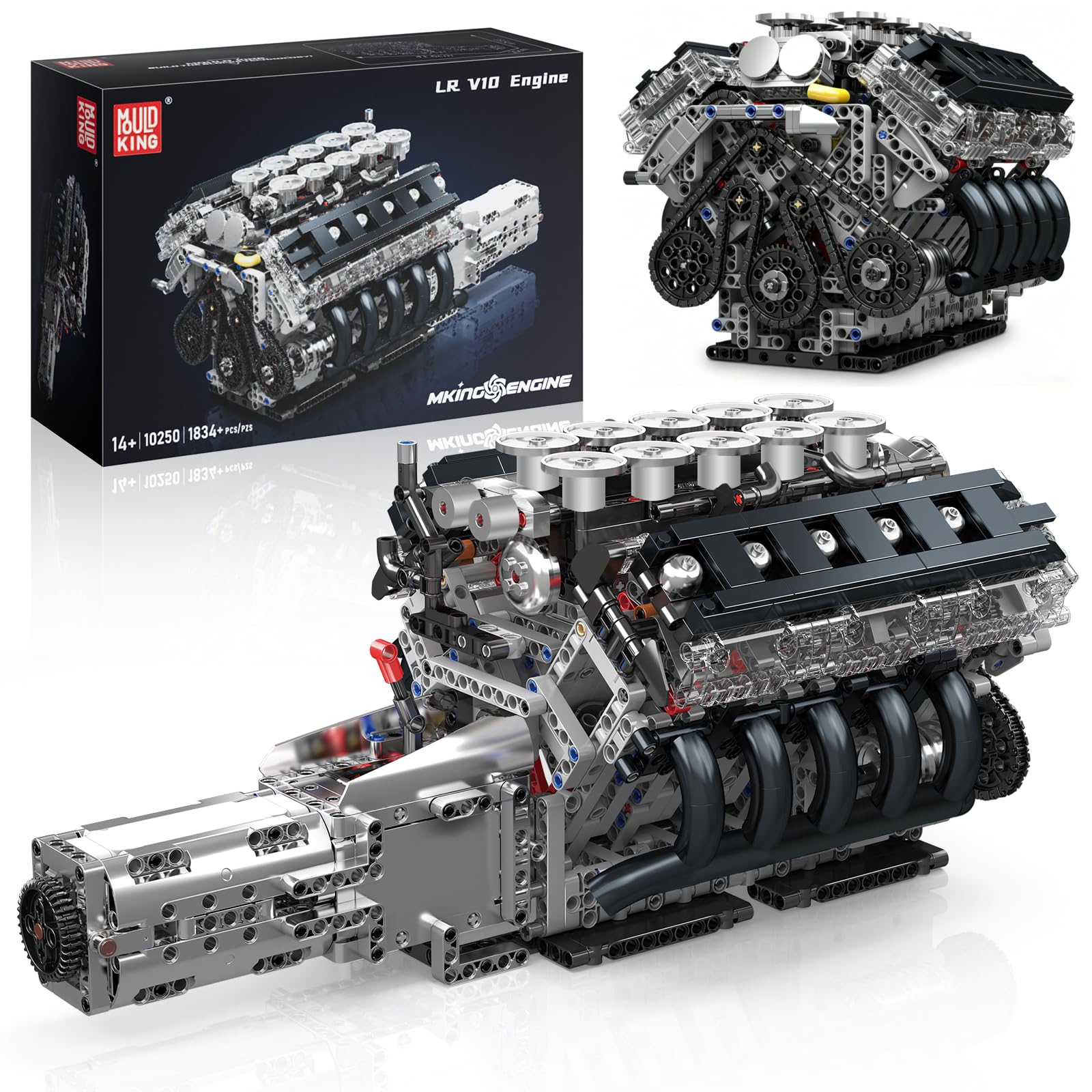 Mould King LR V10 Engine Model Kit for Adults, 1834 Pcs Car Motor Set