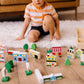 Melissa & Doug Wooden Town Play Set with Storage Tray (32 pcs) Pretend Play Wooden Town Set for Kids with Storage