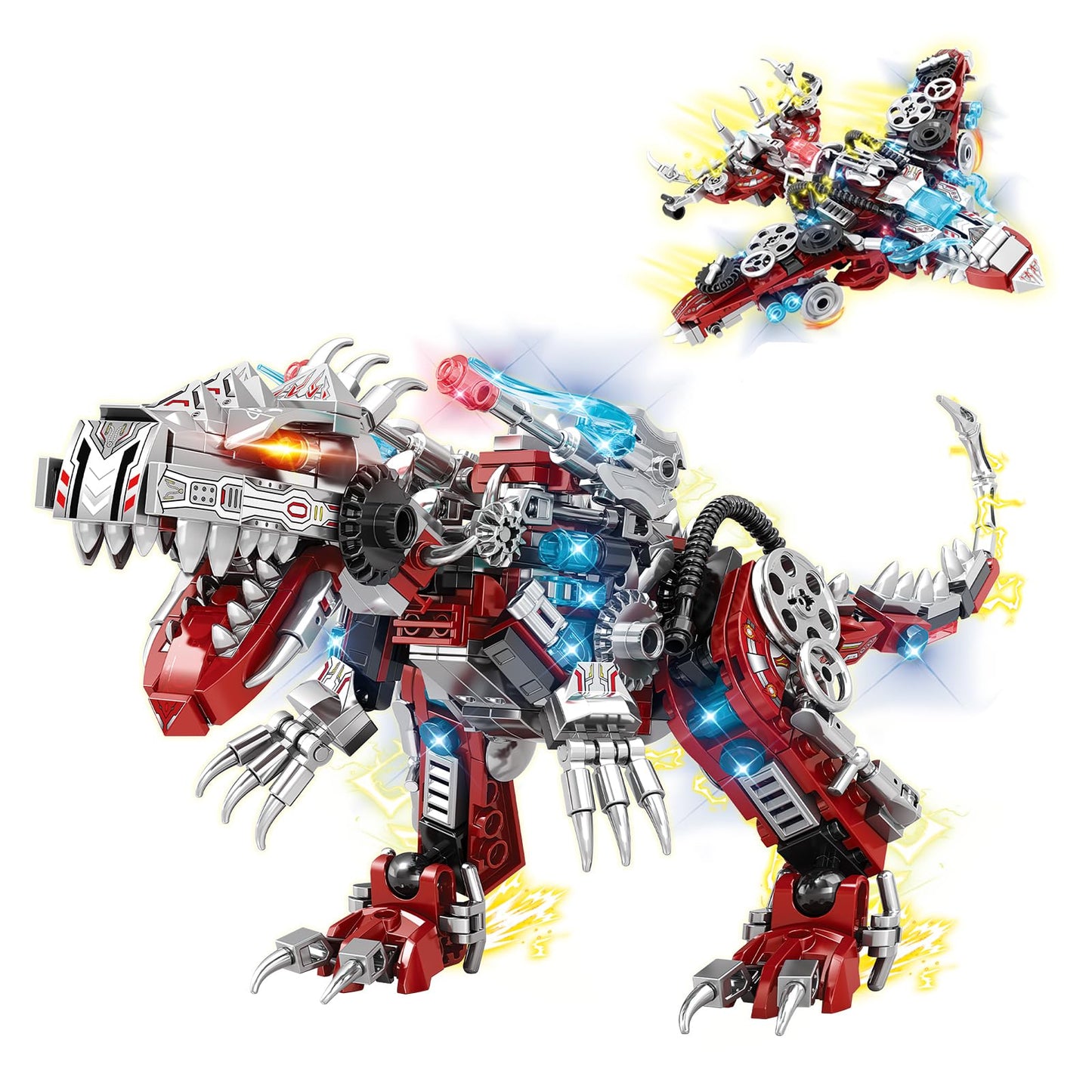 JYLWSMHU 2 in 1 Dinosaur Building Blocks Set 422 PCS Transforming Mech T Rex Robot STEM Construction Model Educational Puzzle Toy for Adults and Teens