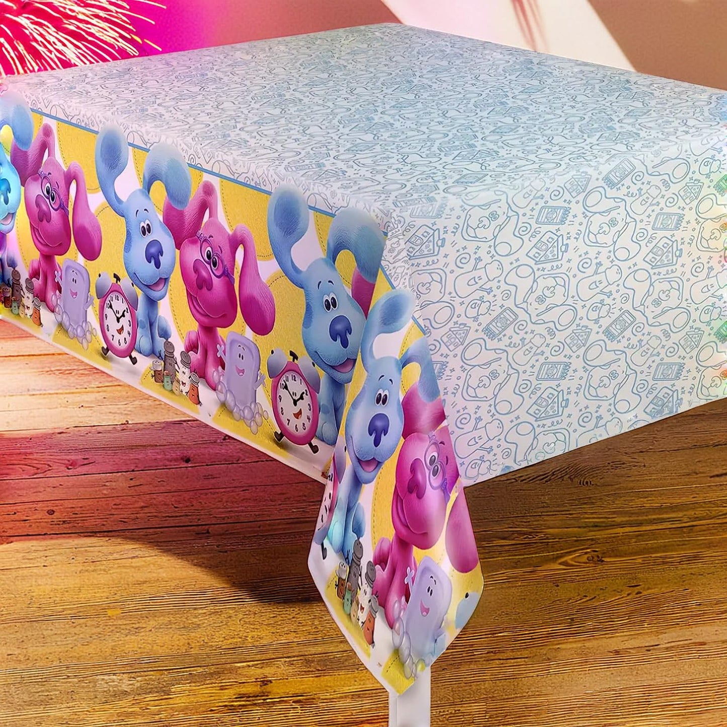 Vibrant Blue's Clues Multicolor Table Cover - 54" x 84" (1 Pc.) - Durable Rectangular Plastic Tablecloth - Perfect Kids Party Decor