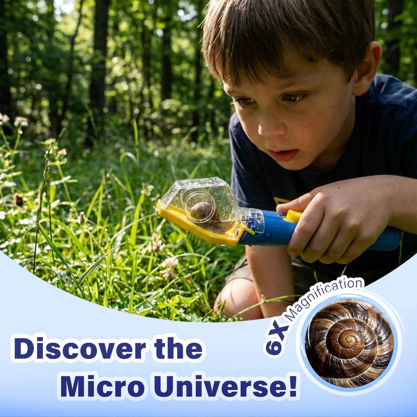 Bug Catcher for Kids with 6X Magnifier, 2 Pack STEM Educational Learning Toys Kit for Boys Girls Ages 3+, Indoor Outdoor Exploration Tool, Backyard