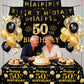 15 PCS Black Gold 50th Birthday Party Decorations 50th Happy Birthday Banner Backdrop for Men Women Birthday Photo Booth Supplies