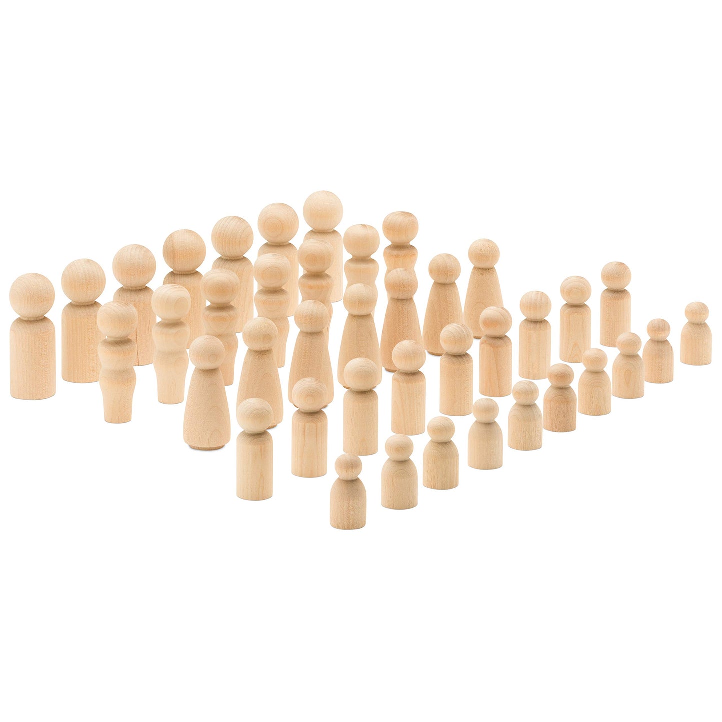 Woodpeckers Wood Peg People Set, 40 Piece Wood Peg Family (Peg People: Dad, Mom, Angel, Child, Baby) Unfinished Wooden Figurines for Crafting