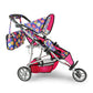 fash n kolor Baby Doll Double Stroller | Flower Design Easy Fold Double Stroller for Twin Dolls with Carriage Bag