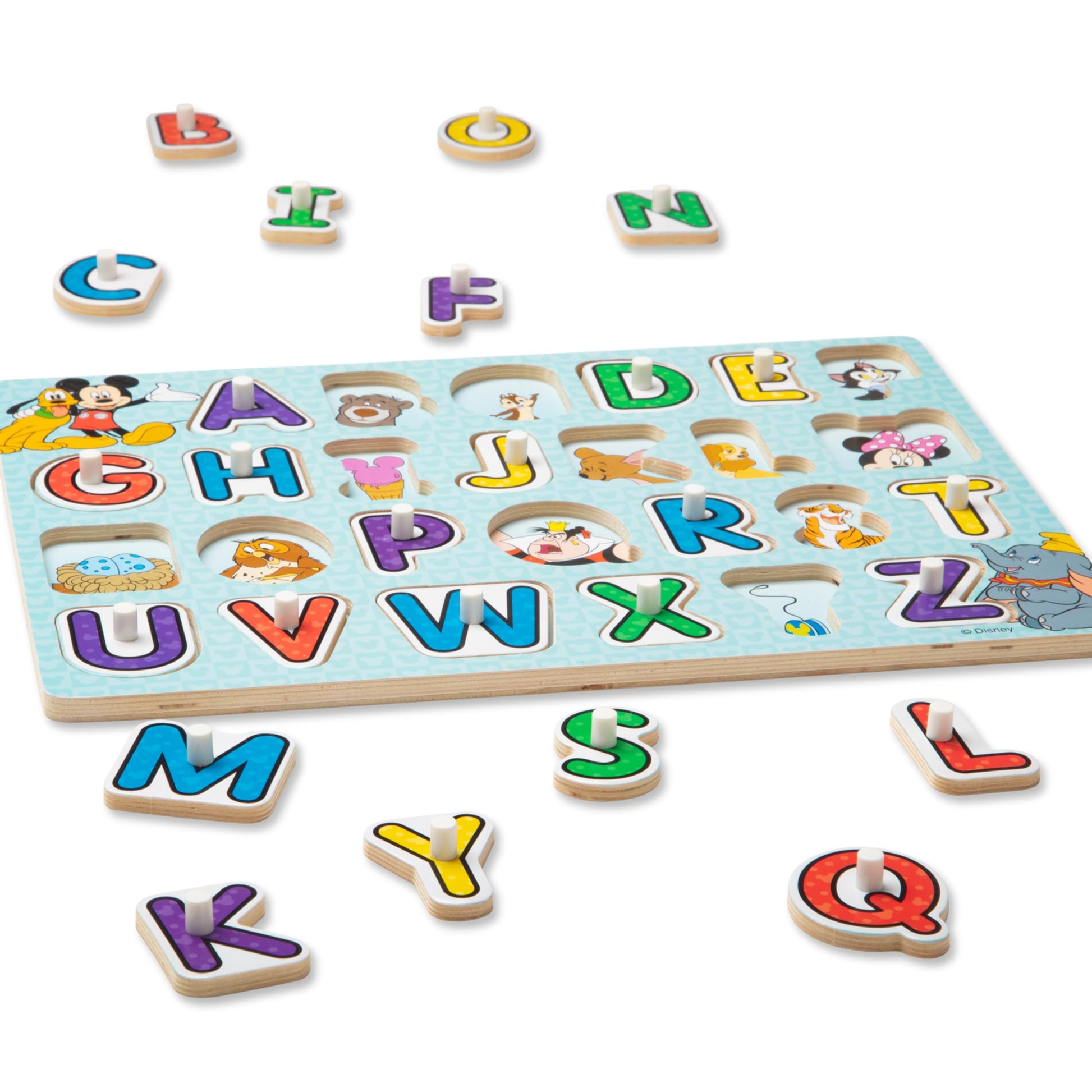Melissa & Doug Disney Classics Alphabet Wooden Peg Puzzle (26 pcs)