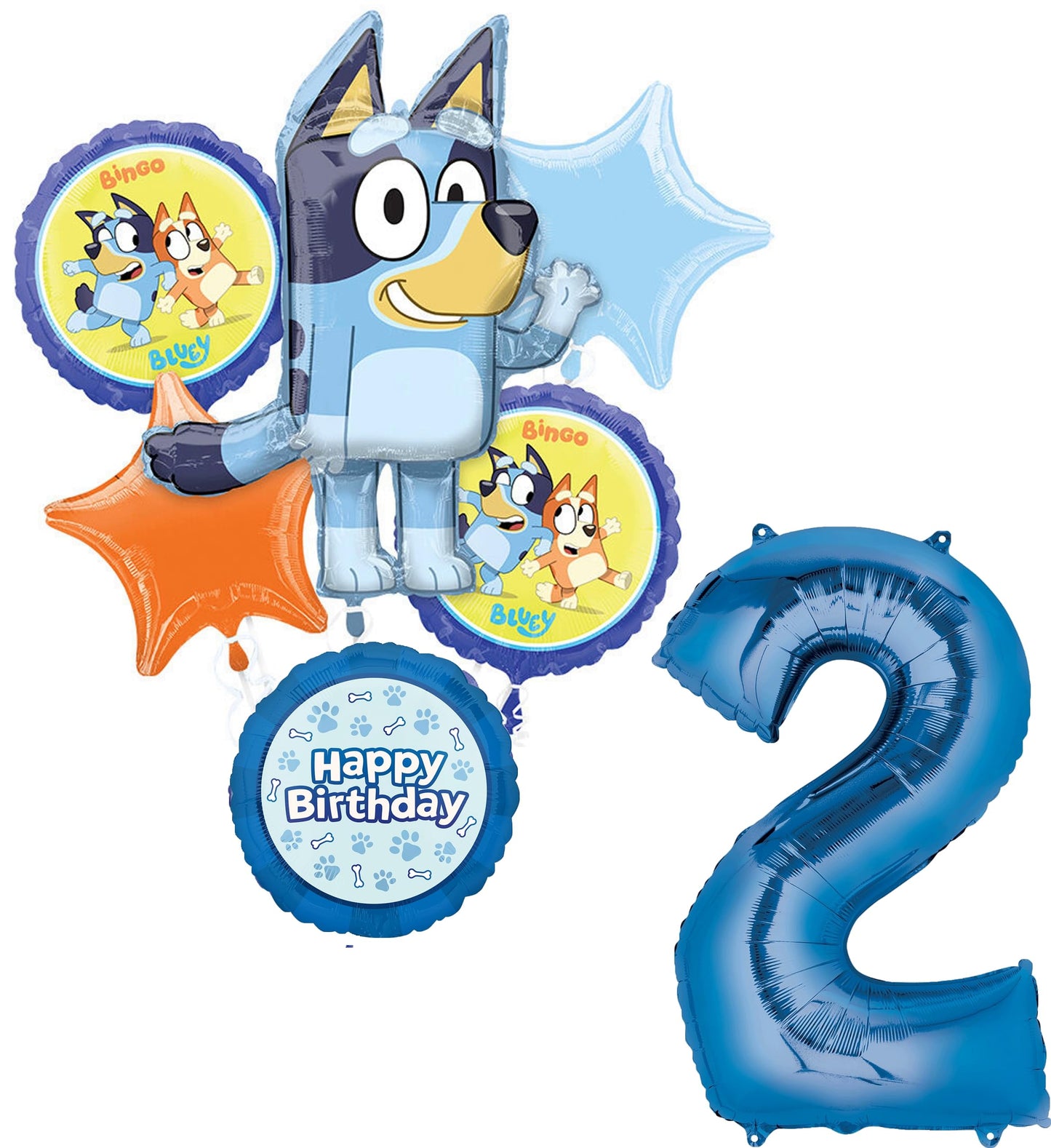 Anagram Bluey 2nd Birthday Party Supplies Foil Balloon Bouquet Decorations