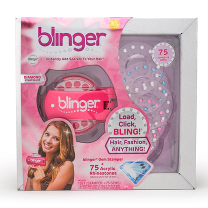 blinger® Diamond Starter Set - Dreams - as seen on Shark Tank | 75 Colorful Rhinestone Gems | Hair Bling Styling Tool | Easy to Use | Hair-Safe Jewel