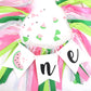LINLULU Watermelon Highchair Banner, 1st Birthday Decorations for Girl, Fruits Theme, Red, Handmade, Reusable, Photo Prop, 80*8.75 inches