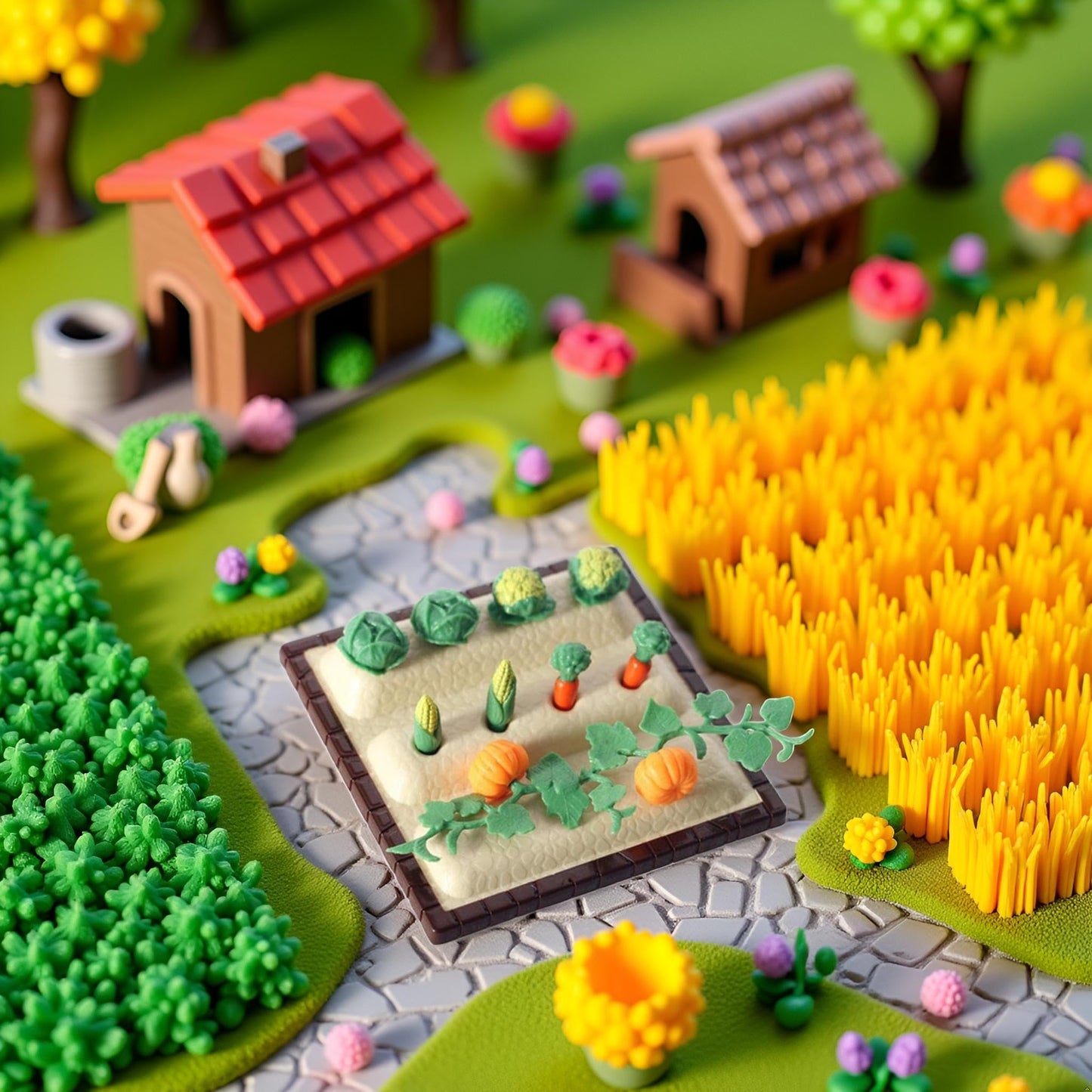 Miniature Dollhouse Agricultural Tools Decoration Toy Gift Tool /6 1/12 Doll Garden, Vegetable Plot, DIY Doll House Kit
