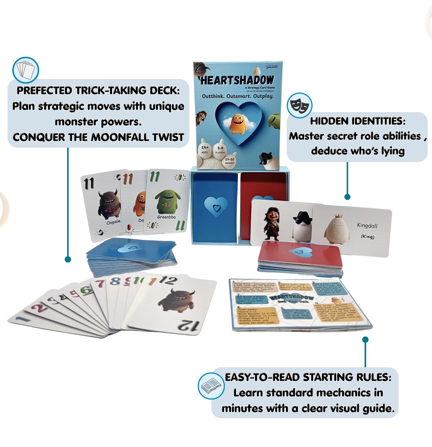 Cunning. Ruthless. -Secret Role Strategy Card Games for Teens & Adults | Fun bluffing,3-8 Players,Ages 14 + |15-30 mins | A dark twist on Hearts |