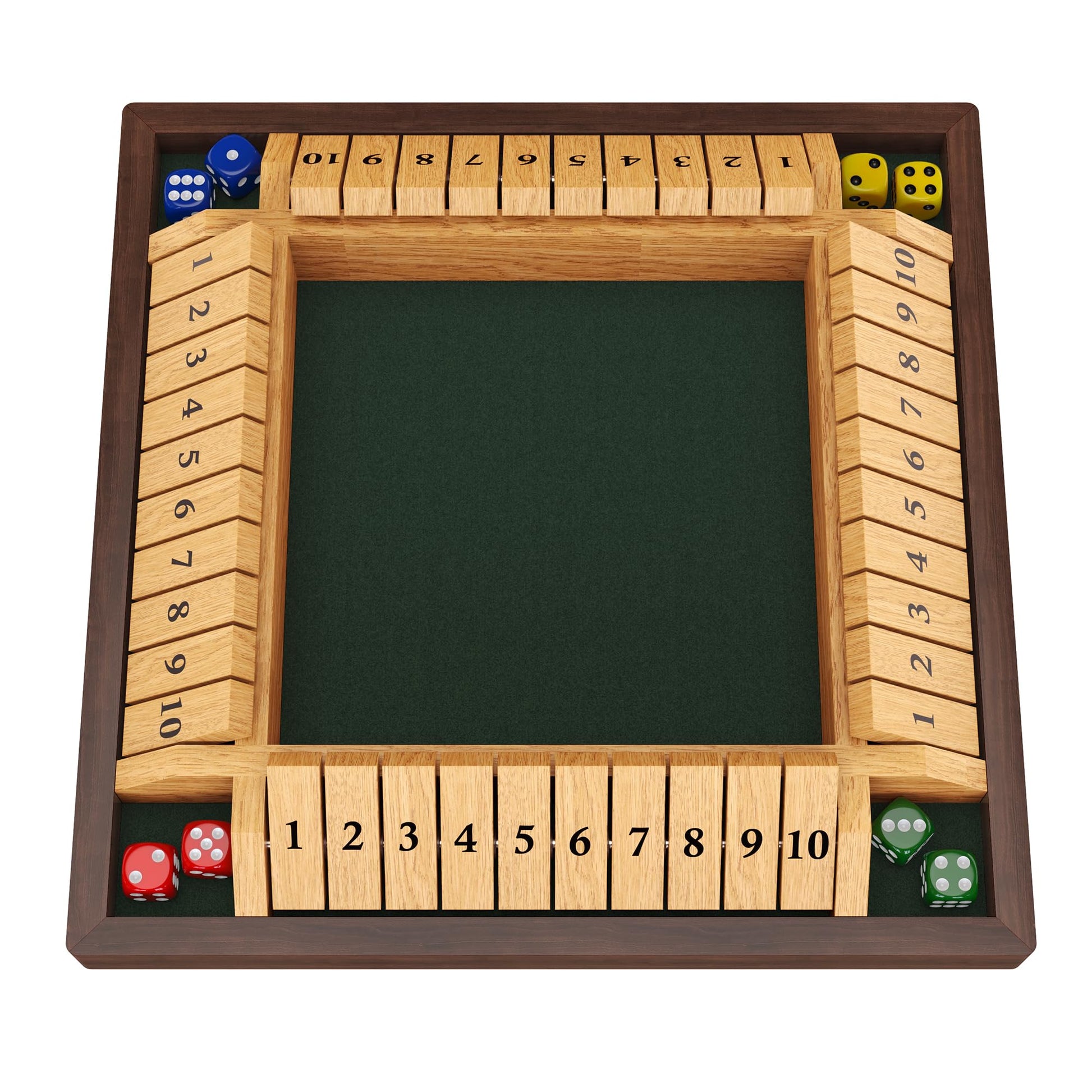 CANYAVE Shut The Box Game, 4 Player Wooden Board Game Dice Game, Classic Math Learning Game for Kids -12" x 12"