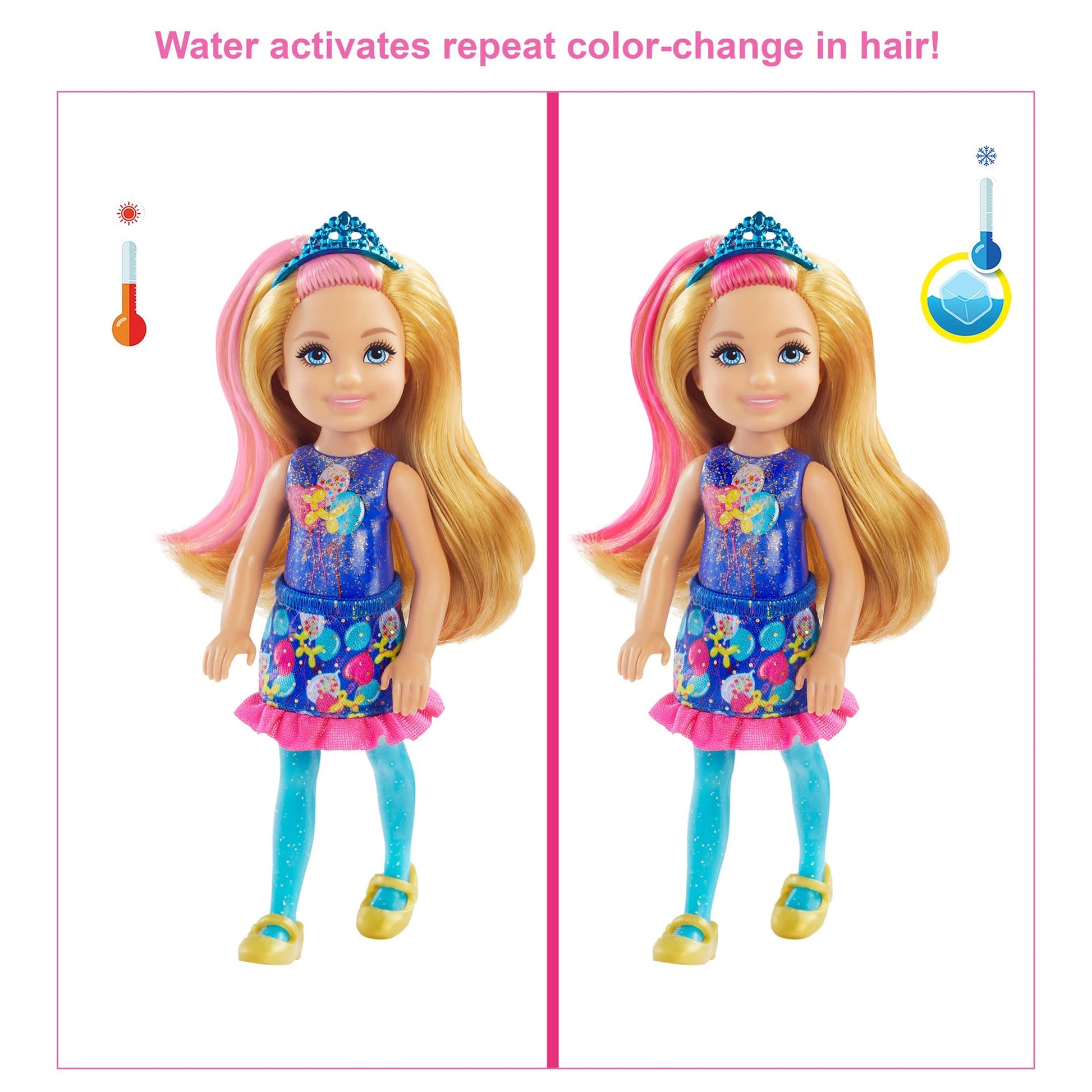 Barbie Chelsea Color Reveal Doll & Accessories, 6 Surprises Include Small Doll, Clothes & Color Change on Hair (Styles May Vary)