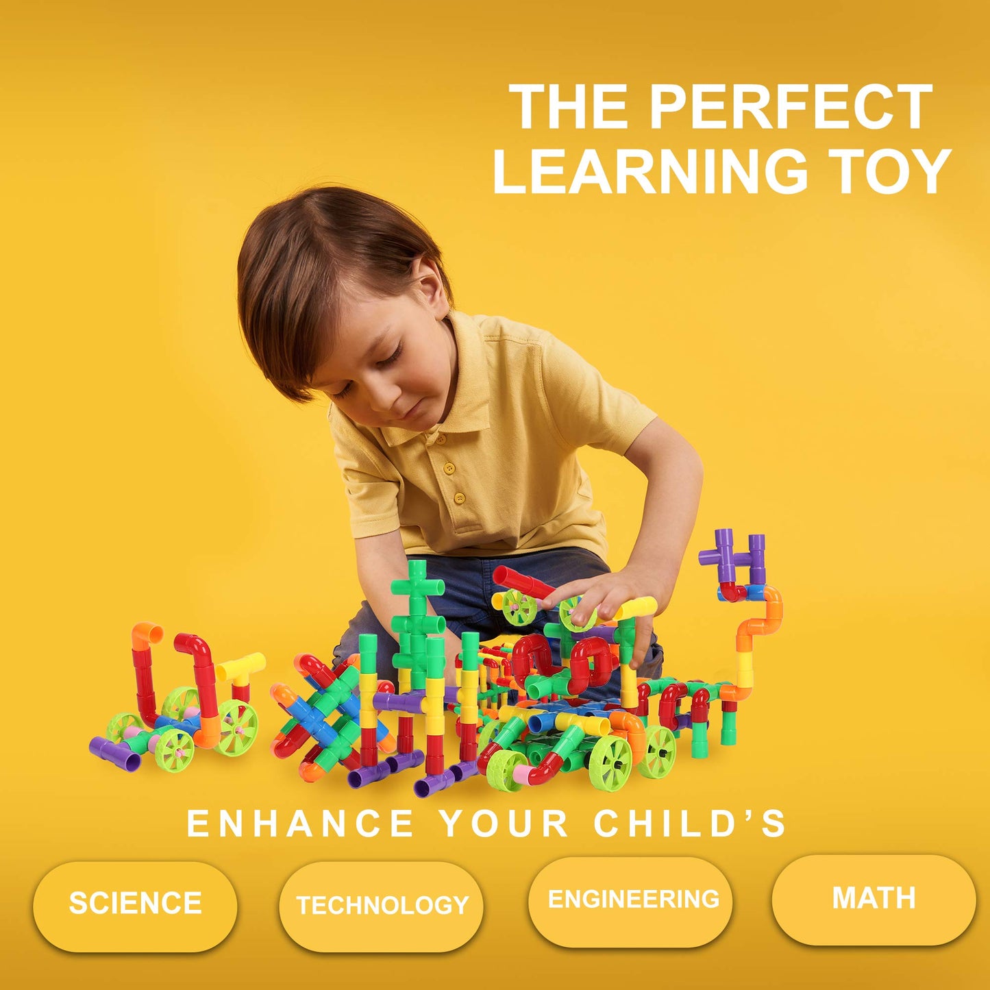 KAKATIMES STEM Building Blocks Toy for Kids, Educational Toddlers Preschool Brain Toy Kit, Constructions Toys for 3 4 5 6 7 8 Years Age Boys