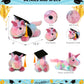 DolliBu Sunday Rainbow Unicorn Graduation Plush Toy - Cotton Candy Plush Graduation Stuffed Animal Dress Up Gown and Cap with Tassel - Gift