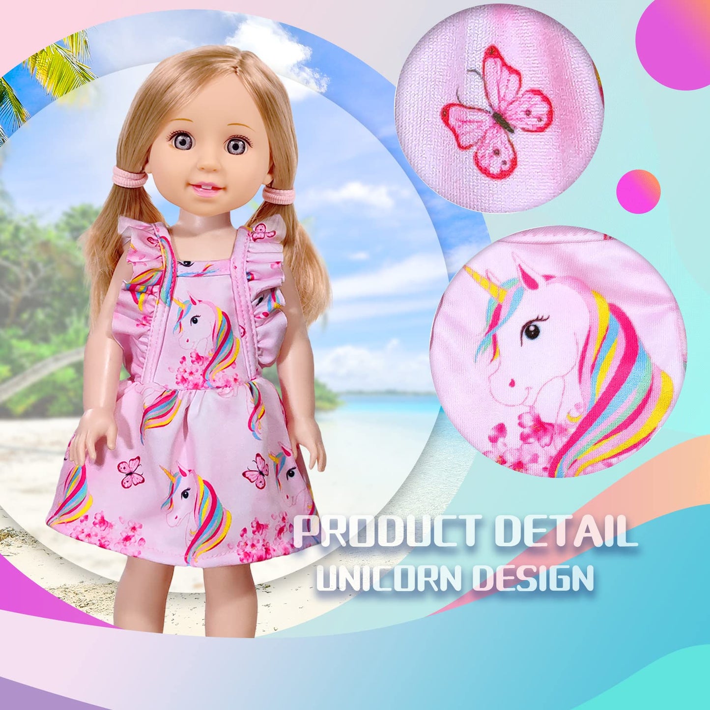 ARTST 14-Inch-Girl-Doll-Travel-Suitcase-Play-Set Doll- Clothes- Accessories Including Luggage Cute Backpack 2 Sets of Clothes- Shoes Camera Computer