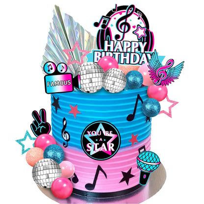30 PCS Music Cake Toppers Musical Birthday Cake Decorations for Musical Karaoke Theme Birthday Supplies (Style1)