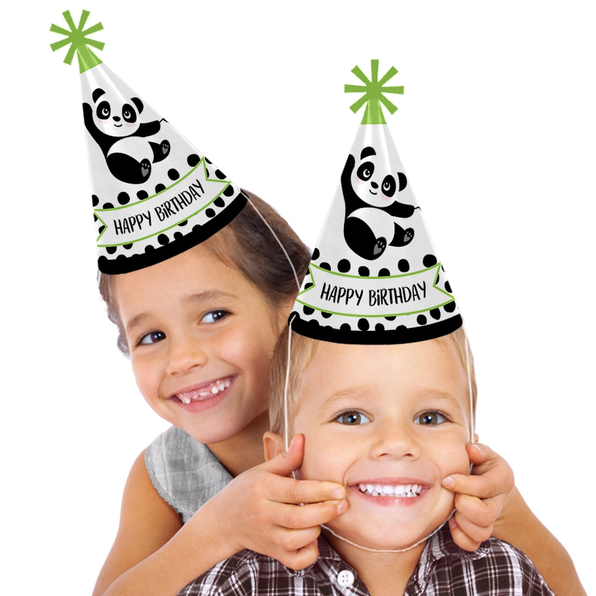 Big Dot of Happiness Party Like a Panda Bear - Cone Happy Birthday Party Hats for Kids and Adults - Set of 8 (Standard Size)