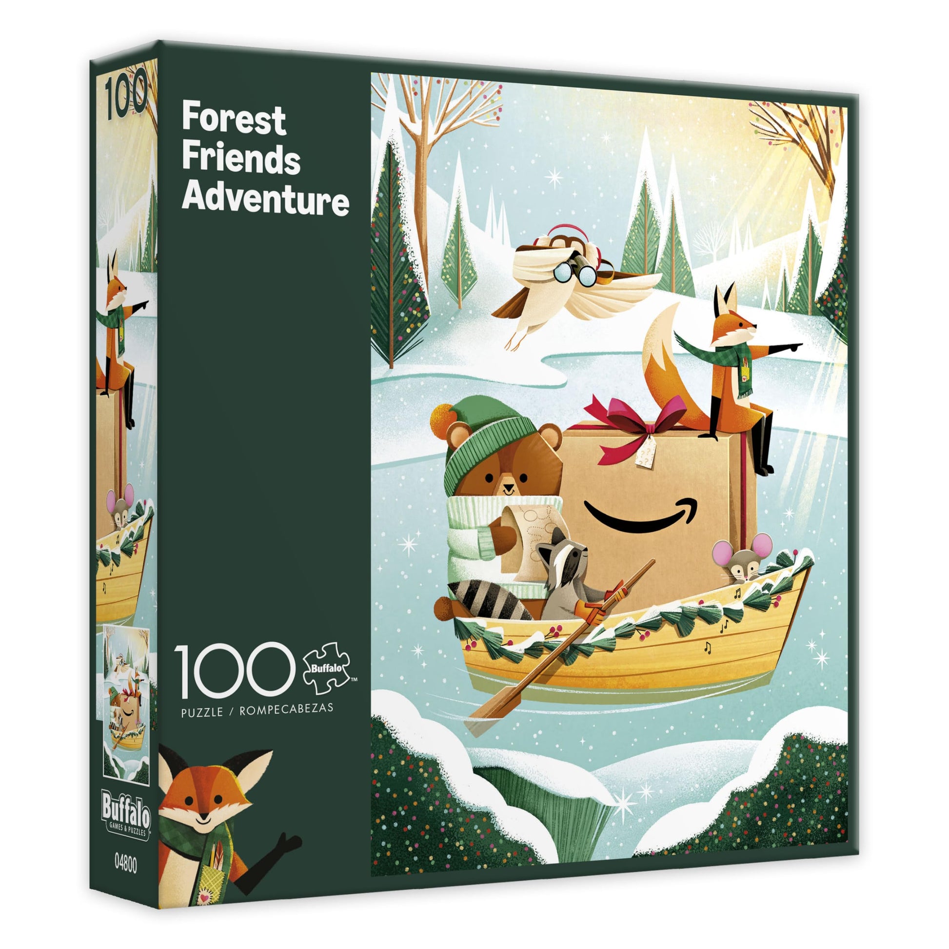 Amazon Holiday Puzzle - 100 Piece Jigsaw Puzzle from Buffalo Games - Forest Friends Adventure - Family Game Night Puzzle Fun - Finished Size is 15 x