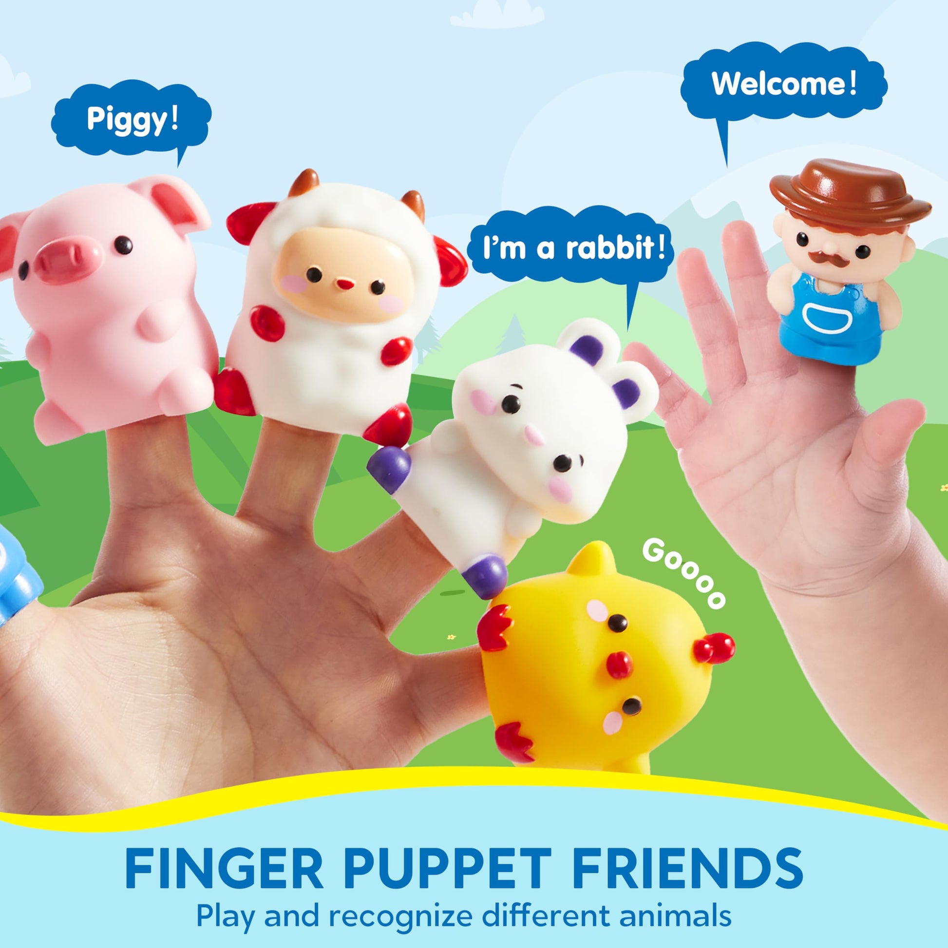 Play-Act Learning Toy for Toddlers 1 2 3 Years Old, Counting, Matching & Sorting Montessori Learning Farm Train Including 9 Farm Animals, Birthday