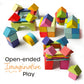 Quiggly Montessori Wooden Rainbow Building Blocks - 68 Pc STEM Toy Set
