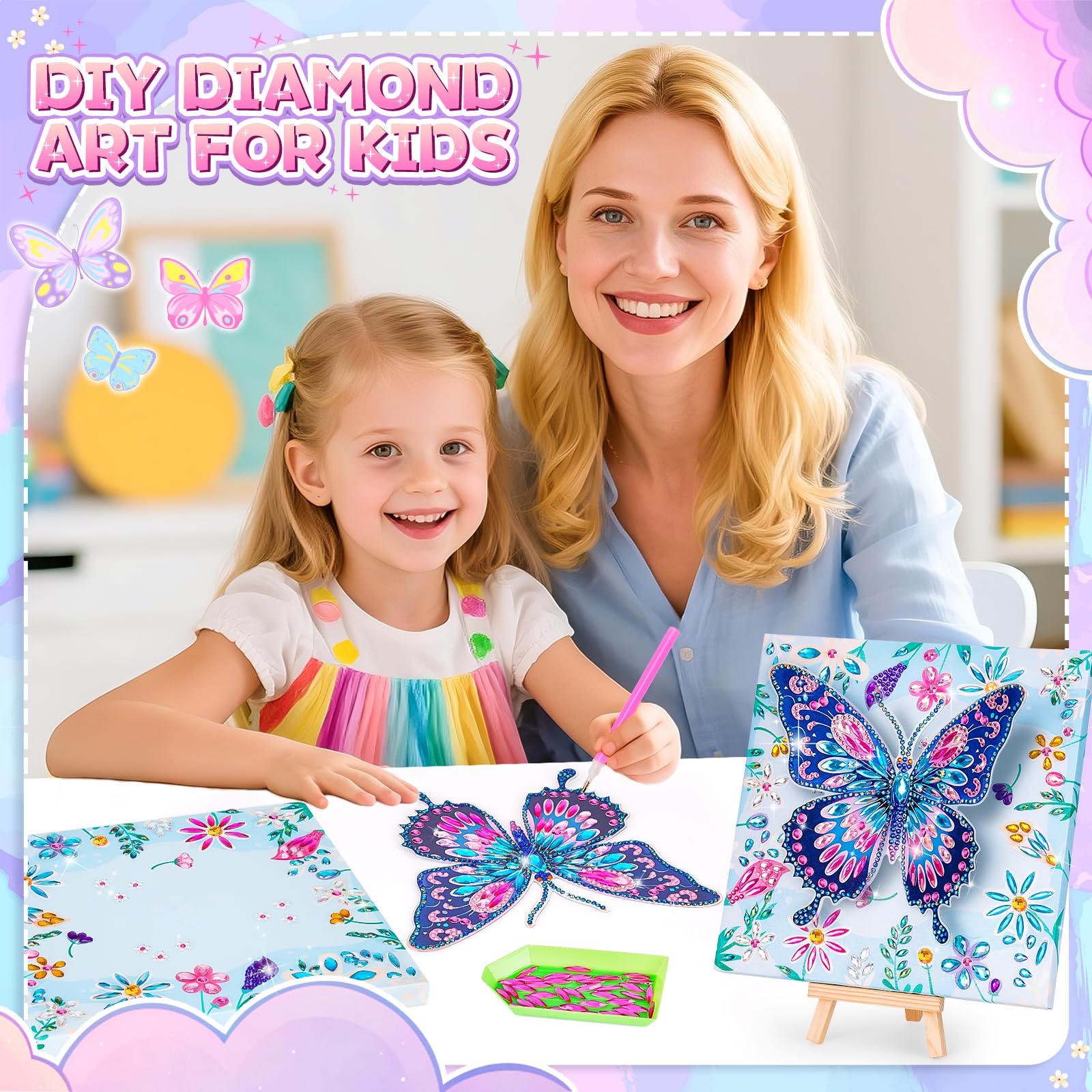 Arts and Crafts for Kids Age 8-12, Diamond Art Kit for Kids, Gifts for 6 7 8 9 10 Year Old Girls, Birthday Presents Toys for Girl Teen, Fun Activities