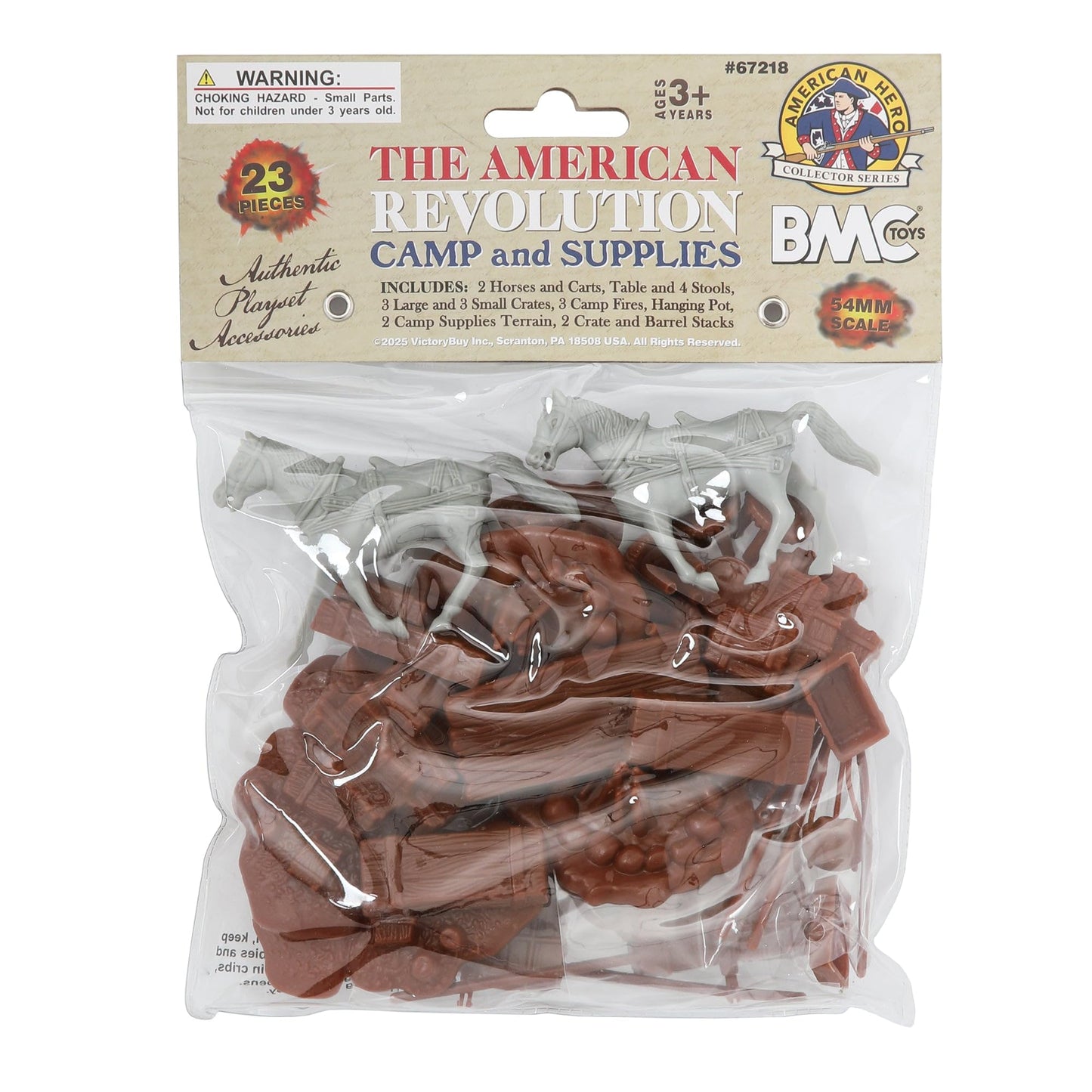 BMC Revolutionary War Camp & Supplies - 23pc Plastic Soldier Playset Accessories
