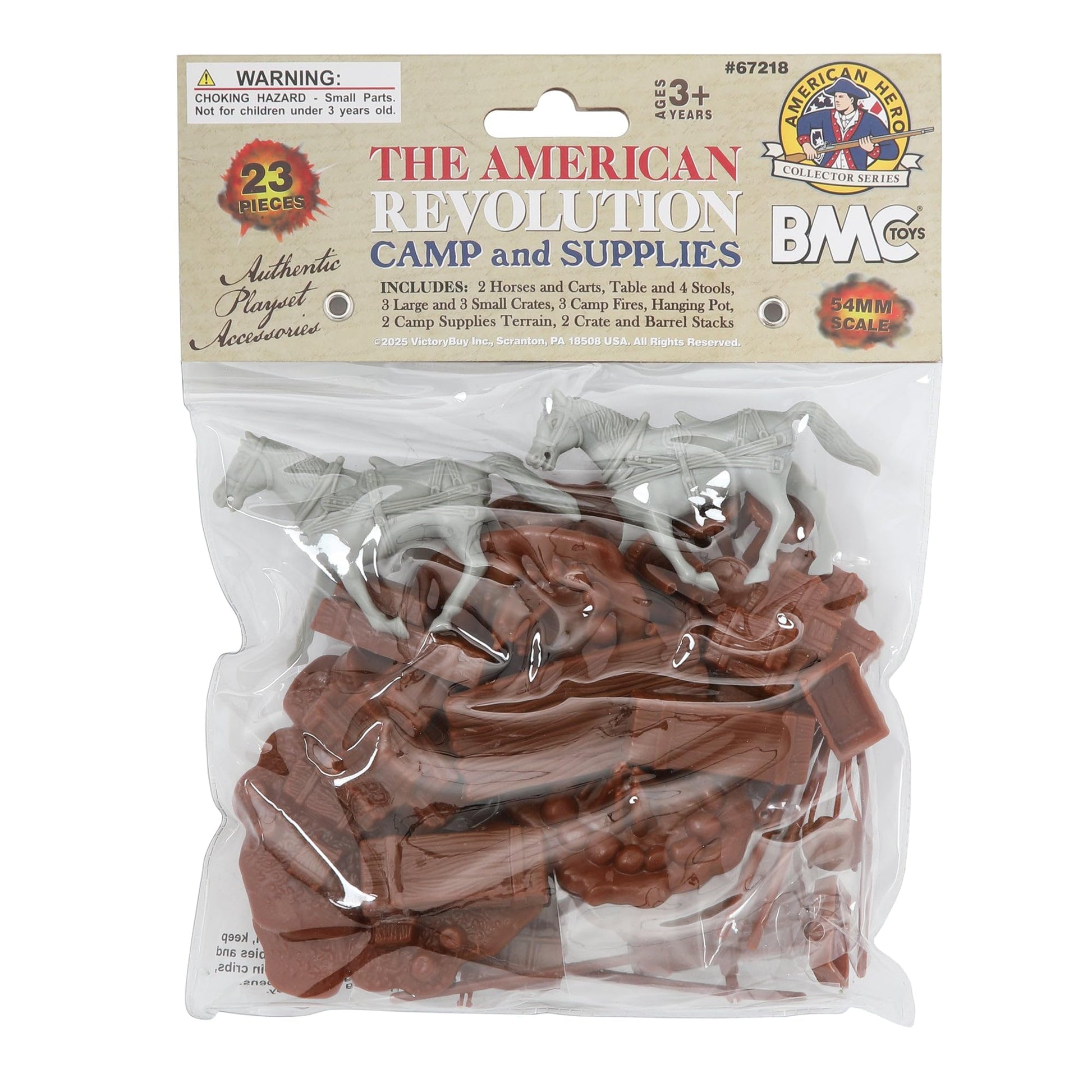 BMC Revolutionary War Camp & Supplies - 23pc Plastic Soldier Playset Accessories
