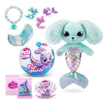 Pets Alive Furmaids by ZURU Mermaid Plush Interactive Lights Sounds Girls Toy (Green Puppy)