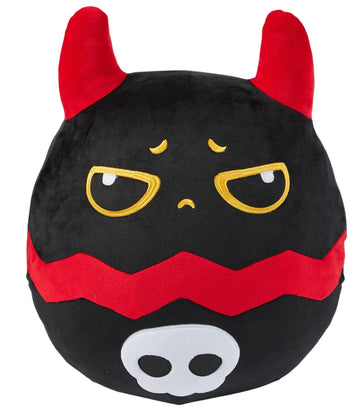 Snuggaboos Jumpo Shadowpaws The Devil Cat Squish: 14-Inch Super Soft Plush Pillow Toy - Unique and Cuddly Black Cat Stuffed Animal Plushie with Red