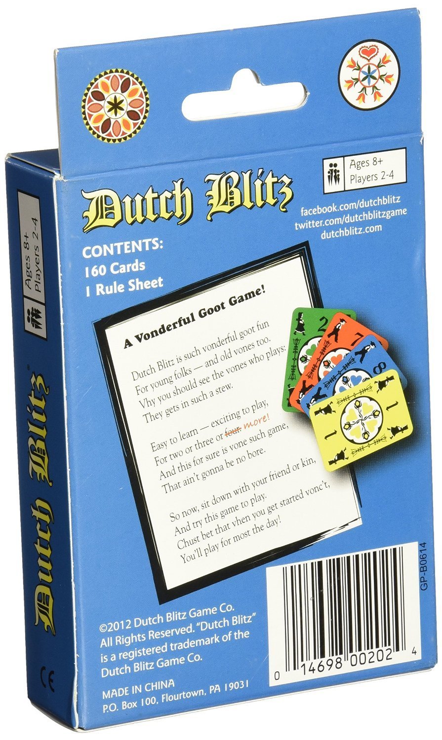 Dutch Blitz Expansion Pack - 4 New Card Colors - 160 Cards for 4 Players