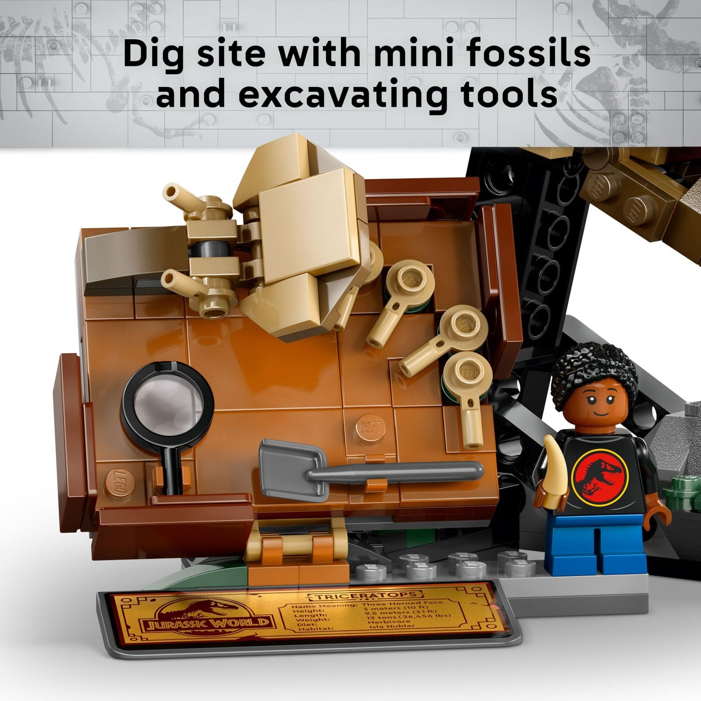 LEGO Jurassic World Dinosaur Fossils Triceratops Skull Toy - Dinosaur Toy Fossil Building Set for Kids, Boys and Girls, Ages 9+ - Model Display Kit