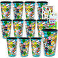 Minecraft Reusable Tumbler Cup Pack - Video Game Party Favor 12 Piece Bundle with 24 Oz Cups Plus Stickers, More | Bulk Minecraft Water Tumblers
