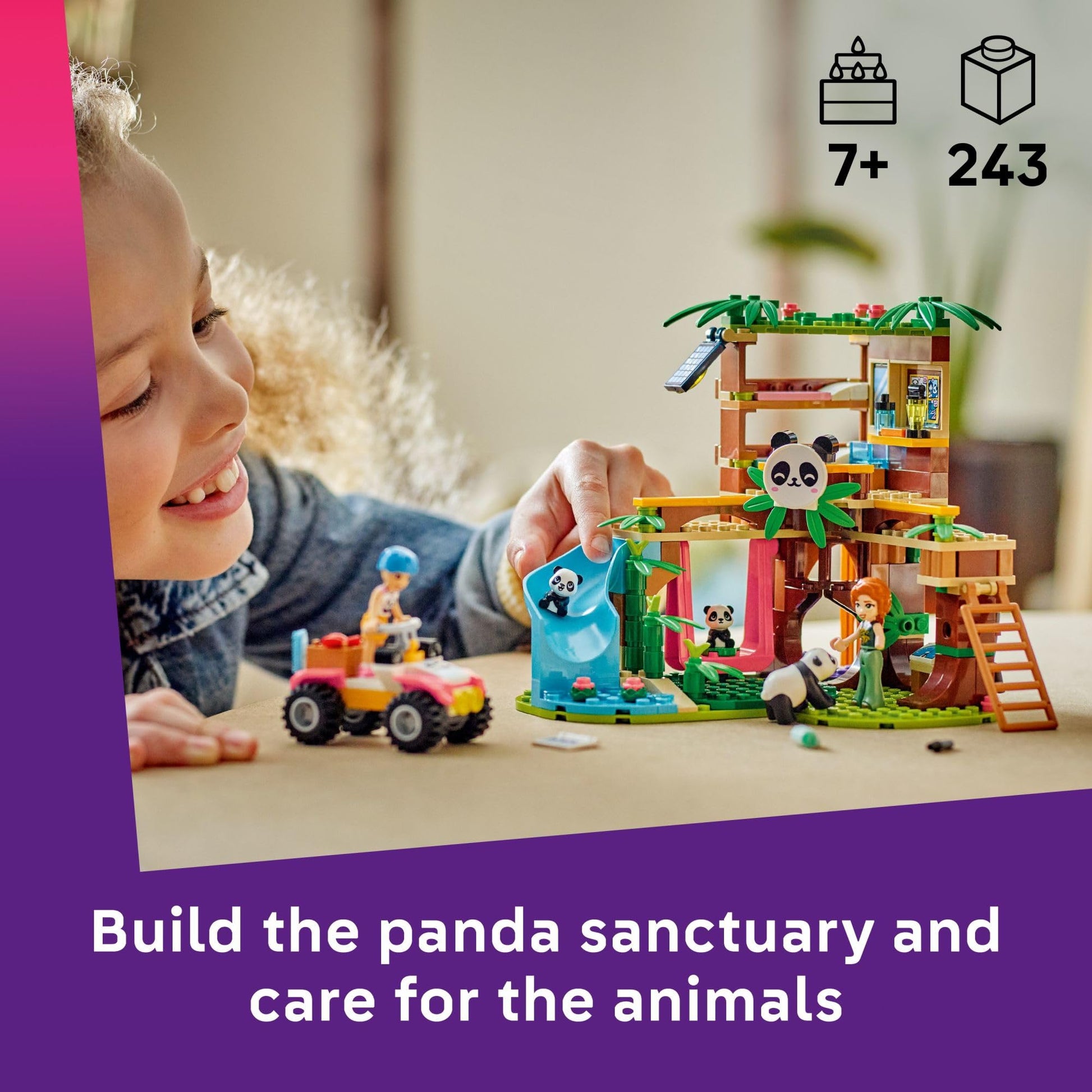 LEGO Friends Panda Sanctuary Animal Care Building Toy - Playset for Girls & Boys, Ages 7+ - Gift Idea for Birthdays - W/ 2 Minifigures & Panda Toys
