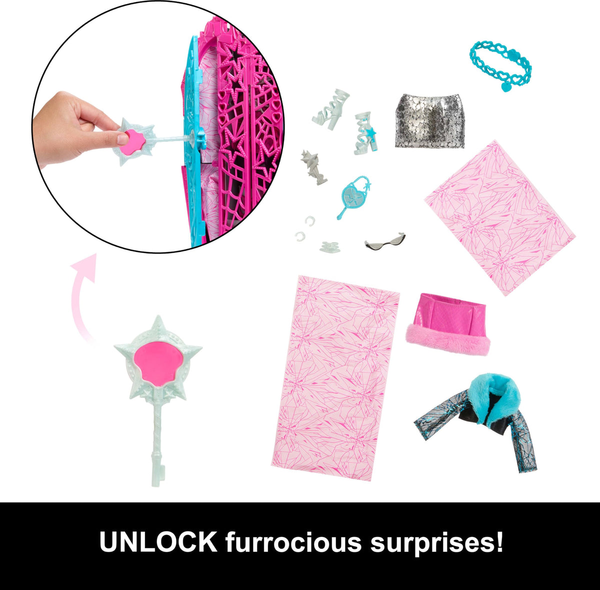 Monster High Skulltimate Secrets Doll and Accessories Set, Hauntlywood Mysteries Catty Noir with Reveal Closet & 19+ Glam Surprises Like Doll Clothes
