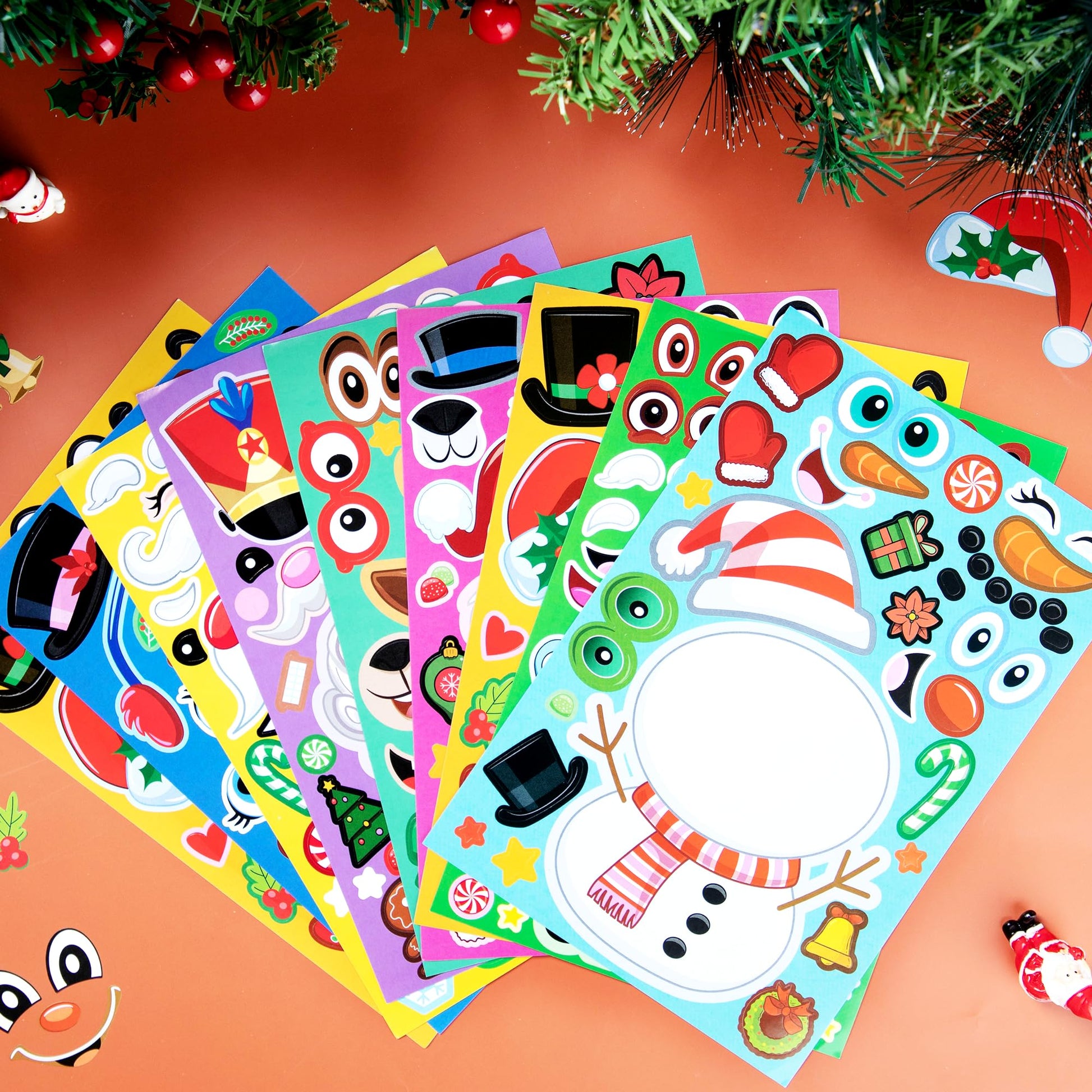JOYIN 24 Pcs Christmas Make-a-face Stickers, Make Your Own Characters Mix and Match Sticker Sheets with Santa Claus, Snowman, Reindeer, Elf for Kids