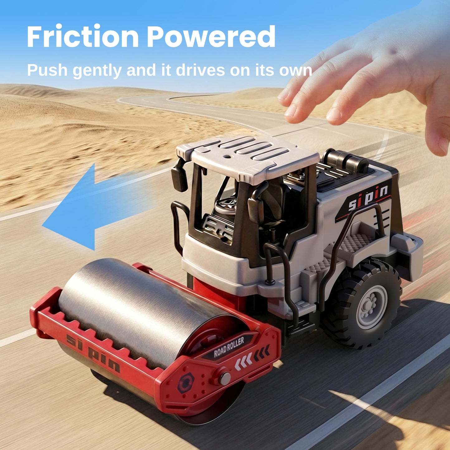 iPlay, iLearn Kid Construction Toy Trucks, Toddler Construction Vehicle Set W/Excavator Bulldozer Dump Truck, 3 PCS Friction Engineer Cars Sandbox