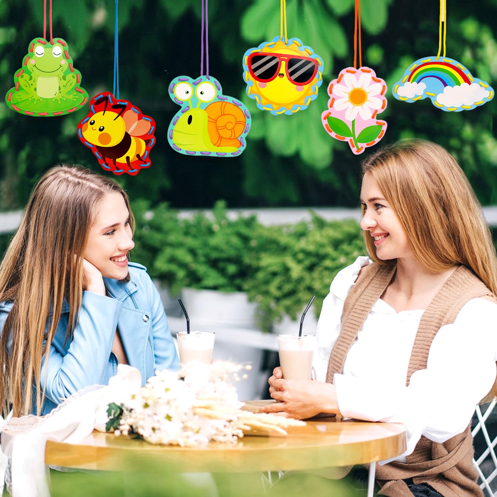 Springtime Lacing Cards for Kids 12 Packs Sewing Kits Rainbow Flower Butterfly Cardboard Sewing Cards Lacing Games for Developing Imagination School