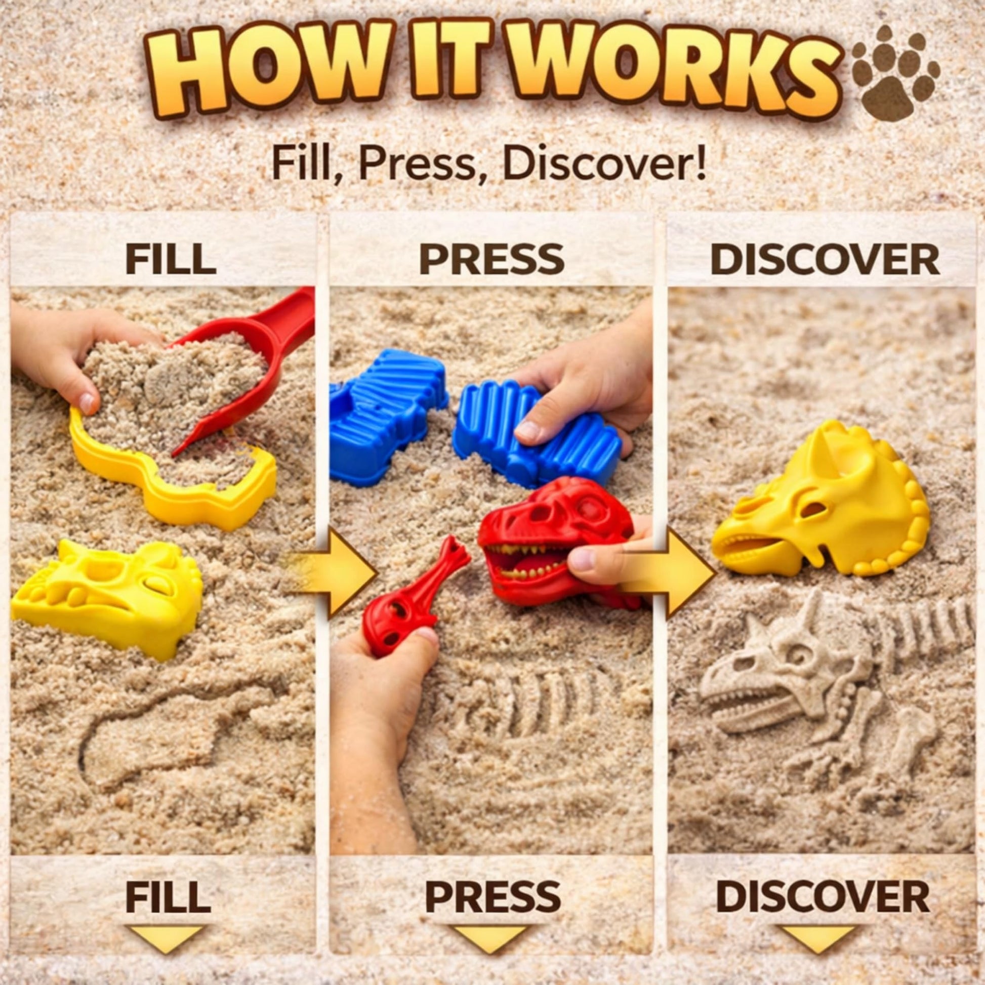 Liberty Imports 25 PCS Large Dinosaur Fossil Sand Molds Kids Beach Toy Set